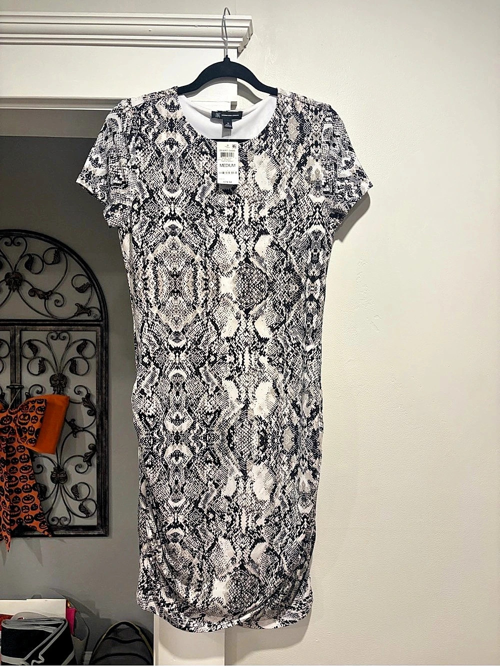 International Concepts Desert Oasis Animal Print Mini Dress Black & White Size